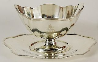 Gorham Plymouth Sterling Silver Footed Gravy Boat and Under plate