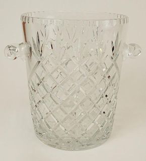 Tiffany Style Cut Crystal Handled Ice Bucket