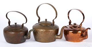 Three Pennsylvania copper kettles