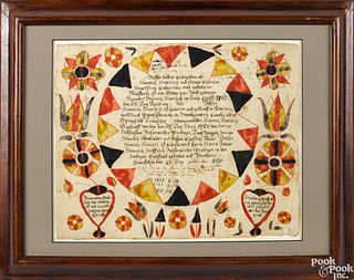 Martin Brechall ink and watercolor fraktur