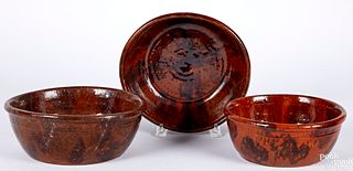 Three Pennsylvania redware mixing bowls