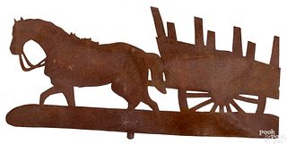 Sheet iron horse and cart weathervane