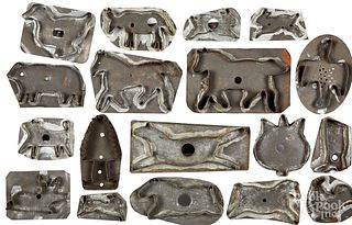 Collection of eighteen tin animal cookie cutters