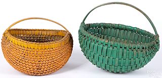 Two painted split oak baskets