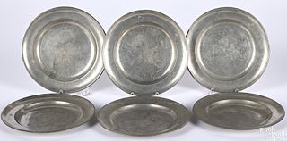 Six Philadelphia pewter plates