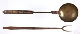 Pennsylvania wrought iron flesh fork and ladle