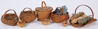 Collection of miniature baskets and loom tape