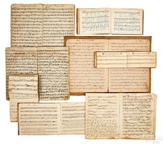 Eight hand written sheet music song books