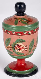 Joseph Lehn painted poplar lidded saffron cup