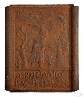 Cast iron Abraham and Isaac stove plate