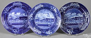 Two Historical Blue Staffordshire plates, etc.