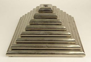 Vintage 1970's Chrome Stacked Pyramid Sculpture