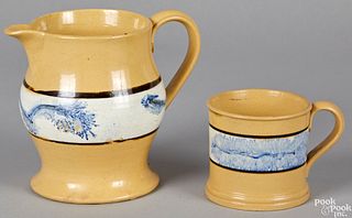 Yellowware pitcher and mug