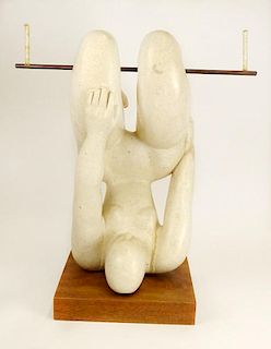 Lenora Arye, American (20th C) 1970's Carved and Assembled Stone Acrobat Sculpture