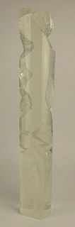 Vintage 1971 Lucite Sculpture "Abstract" Etched With Intertwined Initials and Numbers