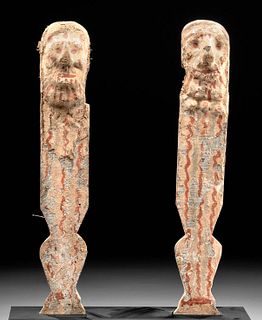 Egyptian Late Dynastic Painted Wood Chair Legs (pr)