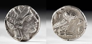 Greek Attica Silver Tetradrachm w/ Athena & Owl- 17.2 g
