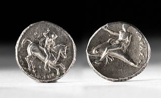 Calabrian Tarentum Silver Nomos Coin Nude Warrior