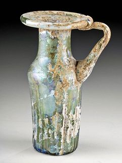 Eastern Roman Glass Jug w/ Molded Ribs