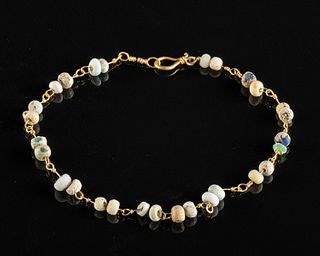 Roman 22K+ Gold & Glass Bead Bracelet