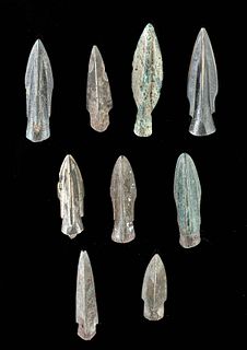 Lot of 9 Scythian Bronze Arrowheads