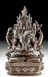 20th C. Tibetan Brass Deities in Yab Yum