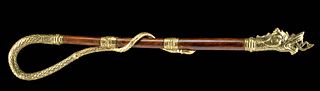 20th C. Indonesian Wood / Brass Scepter with Dragon