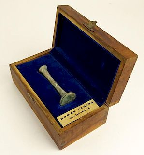 Ancient Roman Period Glass Miniature Vase in Wood Presentation Box