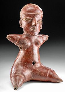 Huge Tlatilco Pottery Pretty Lady Figure Whistle w/ TL