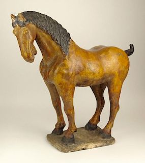 Large Chinese Glazed Terracotta Tang Style Horse Figurine