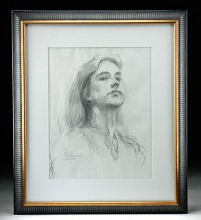 Framed Shang Ding Portrait Drawing of a Woman, 2007