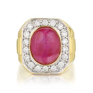 Burmese Ruby and Diamond Ring