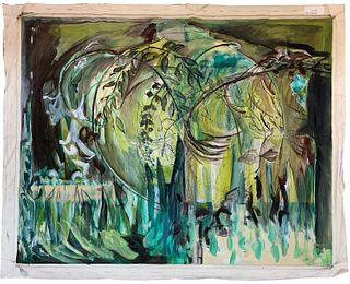 Mira Lehr "Wintergreen" Large Acrylic on Canvas