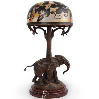 Attrib. Bruno Zach Bronze Elephant Lamp