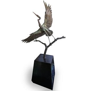 Pam Foss (American. xx) Monumental Bronze Heron Sculpture