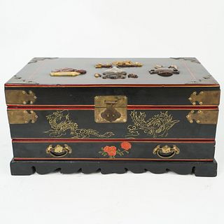 Chinese Jade Adorned Jewelry Box
