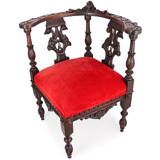Victorian Carved Wooden Corner Chair