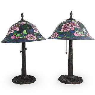 Pair of Dale Tiffany Stained Glass Lamps