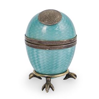 Faberge "Catherine The Great" Silver Enamel Egg