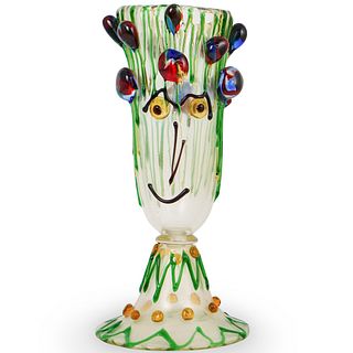 Signed Murano Glass Visage Vase