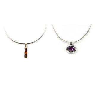 (2 Pc) Sterling Silver Necklace Set