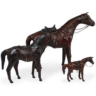 (3 Pc) Leather Wrapped Horses