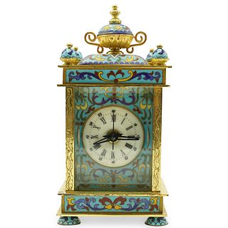 Gilded Brass and Enameled Cloisonne Clock