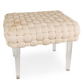 Woven Upholstery Lucite Bench