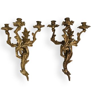 Gilded Bronze Hanging Candelabras