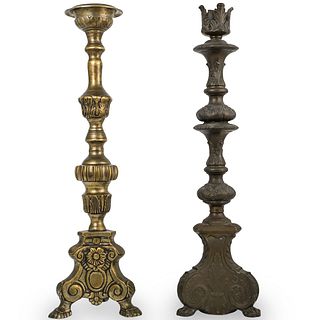 (2 Pc) Mixed Metal Footed Candle Holders
