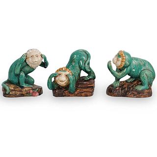 (3 Pc) Chinese Monkey Figurines