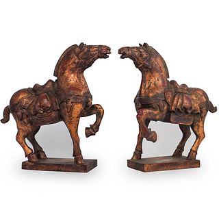 Carved Wood Tang Style Horses
