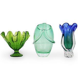 (3 Pc) Crystal Cut Vases