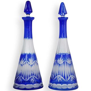 Pair Of Crystal Cut Glass Decanters